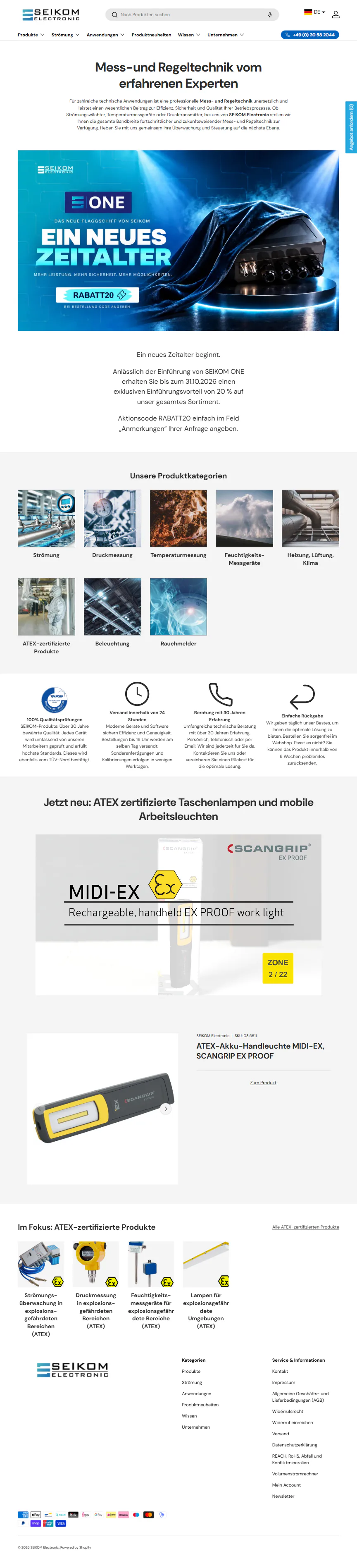 Onlineshop für Geschäftskunden: Desktop-Ansicht der Live-Site